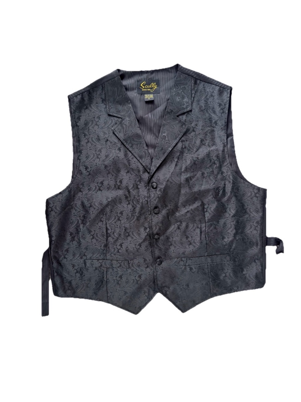 Scully Western Vest Men's XL Black Paisley Jacquard Formal Cowboy Waistcoat